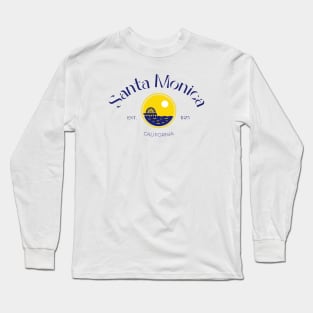 Santa Monica City California Beach Pier Print Long Sleeve T-Shirt